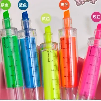 

Marmot Rotuladores Novelty Candy Color Needle Shape Fluorescent Pen Highlighter Makers Promotional Stationery Glitter Gift K6853