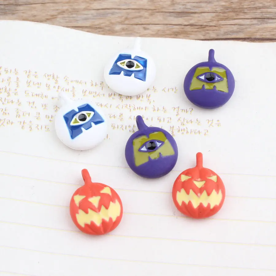

New Design 50pcs/lot Colorful Alloy drop oil Cartoon Pumpkin/monster eyes Shape Metal Charms Diy Jewelry Pendants Charms
