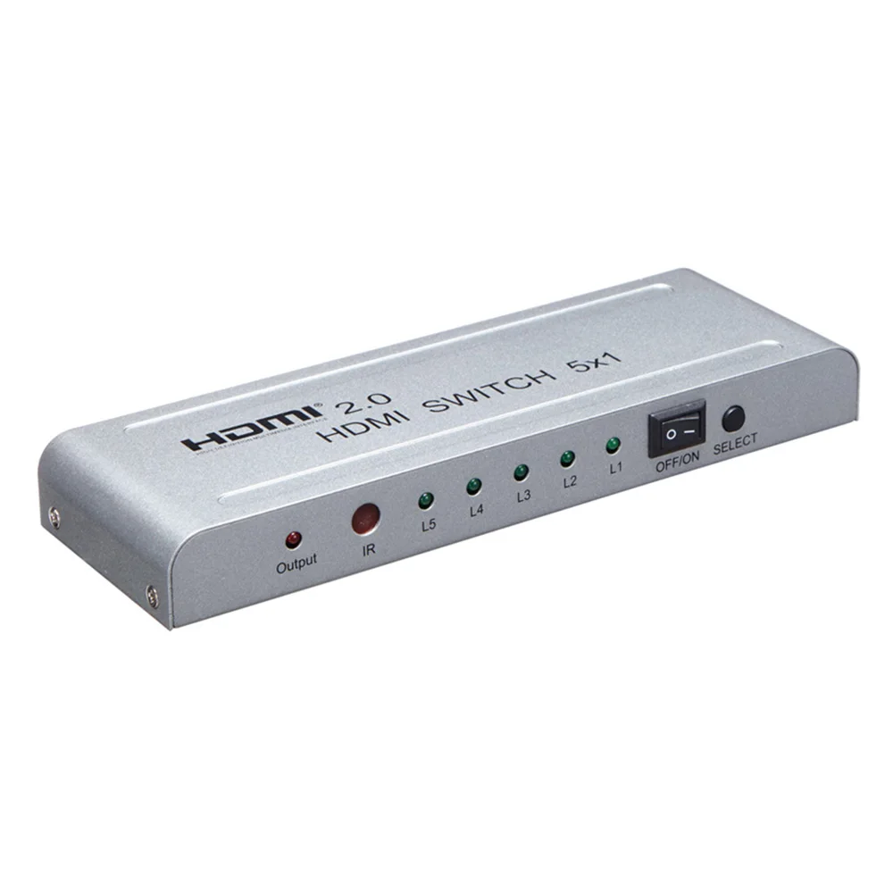 HDMI 2,0 переключатель 5x1 Переключатель HDMI 5 в 1 из аудио-видео конвертер 4Kx2K при 60 Гц 1080 P 3D с удаленным Управление HDCP2.2 для HDTV