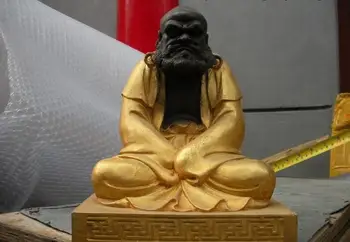 

10"Tibet Buddhism Temple Bronze gild Dharma Bodhidharma ancestors Statue