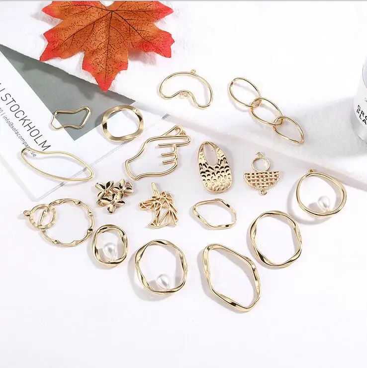 

10pcs Alloy geometric flowers than heart unicorn earrings handmade diy earrings ear clip jewelry material package accessories