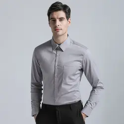Новый корейский стиль Для Мужчин's Regular Fit Рубашки Одежда высшего качества Смешанный хлопок одежда с длинным рукавом Для мужчин Мужская
