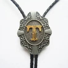 Jeansfriend начальный буквы T Вестерн Свадьба Боло галстук шейный галстук кожаный ожерелье