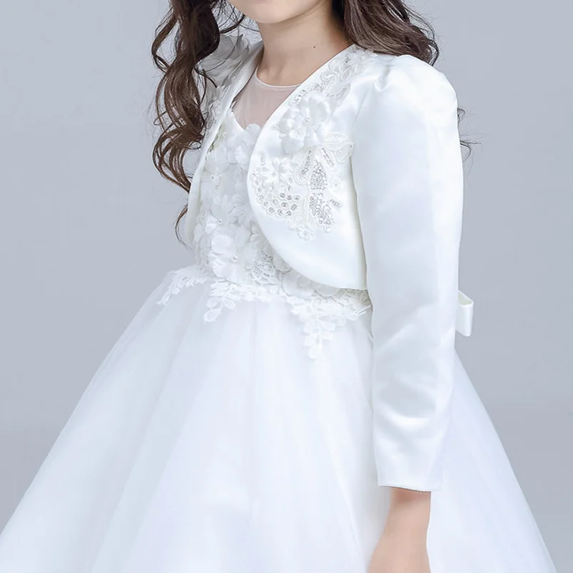 

Flower Girls Shawl Cardigan For Wedding Princess Girl Clothes White Cotton Kid Coats 3 4 6 8 10 12 Years Old AKC165020
