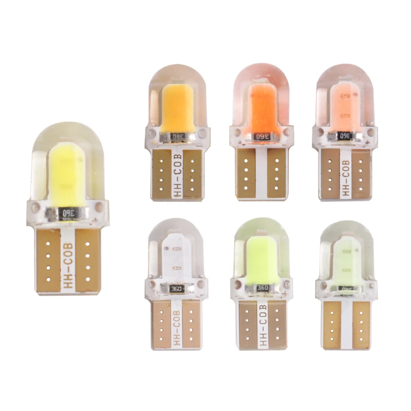 

T10 W5W Red COB LED Silicagel Waterproof 194 501 Wedge Led Car Marker Light Reading Dome Lamp Auto Parking Bulbs for lada DC 12V
