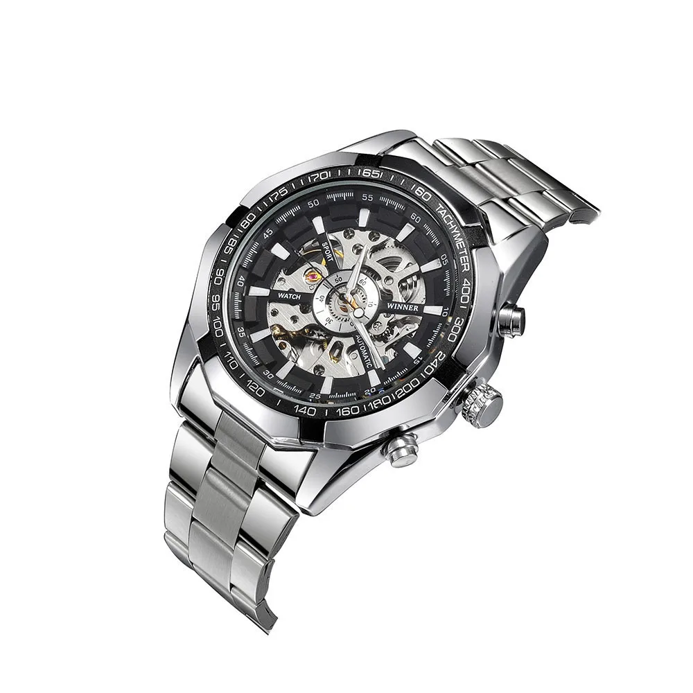

2019 NEW WINNER men's mechanical watch men Fashion clock Semi Automatic Watch Skeleton wrist watch Top Luxury Brand Wristwatch