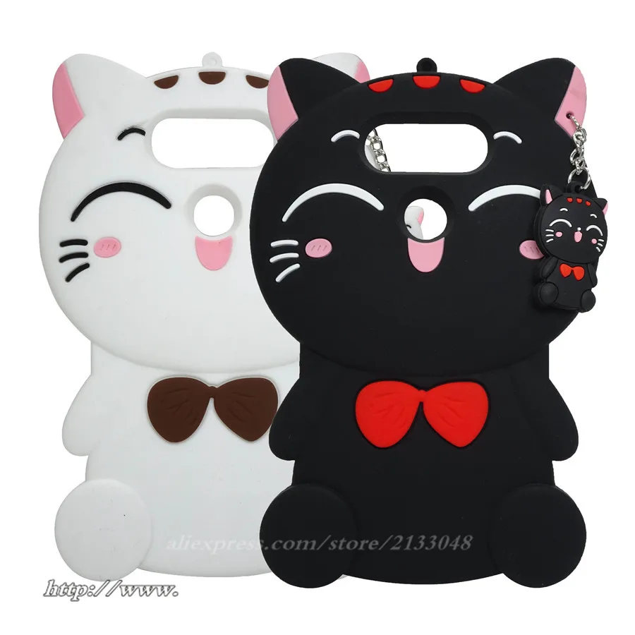 3D милые с изображением из мультфильма Lucky Cat Мягкий силиконовый чехол для lg v20