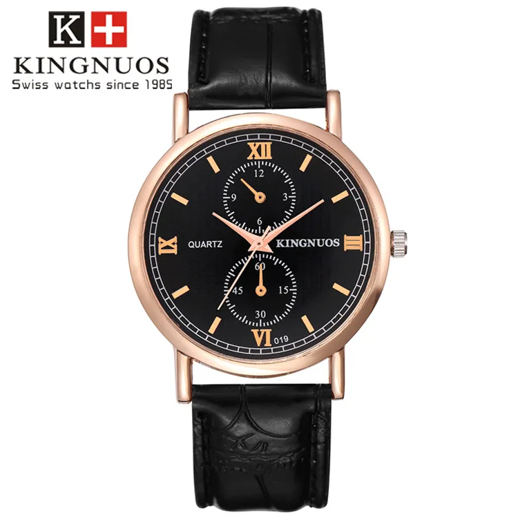 

Kingnuos Famous Brand Luxury Watches Men Leather Strap Quartz Wrist Watch Men's Fashion Casual Business Sports Dress Watch Clock