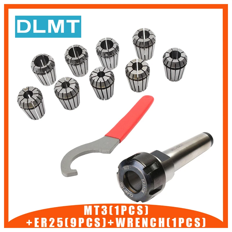 Grampos de Mola Morse para Ferramenta Chave Collet Chuck Titular Cone Cnc Moagem Torno Er25 9pcs Mt3 M12 1pcs