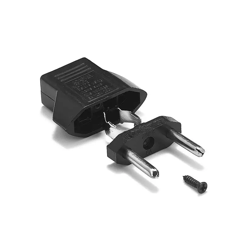 Universal Travel Power Plug Adapter for EURO to USA, convert AC Plug from European(2-rounds-pins) to USA(2-flat-pins) Simply and easy to use,Just plug and play directly. Perfect Design for Travelers & Home Users! This product does not convert electrical voltage.