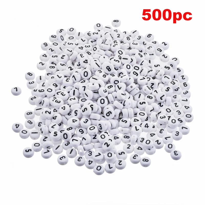 

7mm 500PCs Beads Round Number Acrylic Beads For Making Decoration Jewelry DIY Fit Fashion Women Jewelry DIY Gift