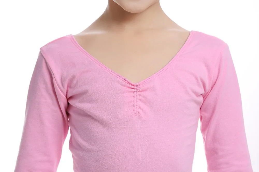 Pink Cotton Formal Ballet Dress for Girls Long Sleeves Shiny Ballet leotard for Dance Kids Gymnastics Professional Tutu Dress (9)