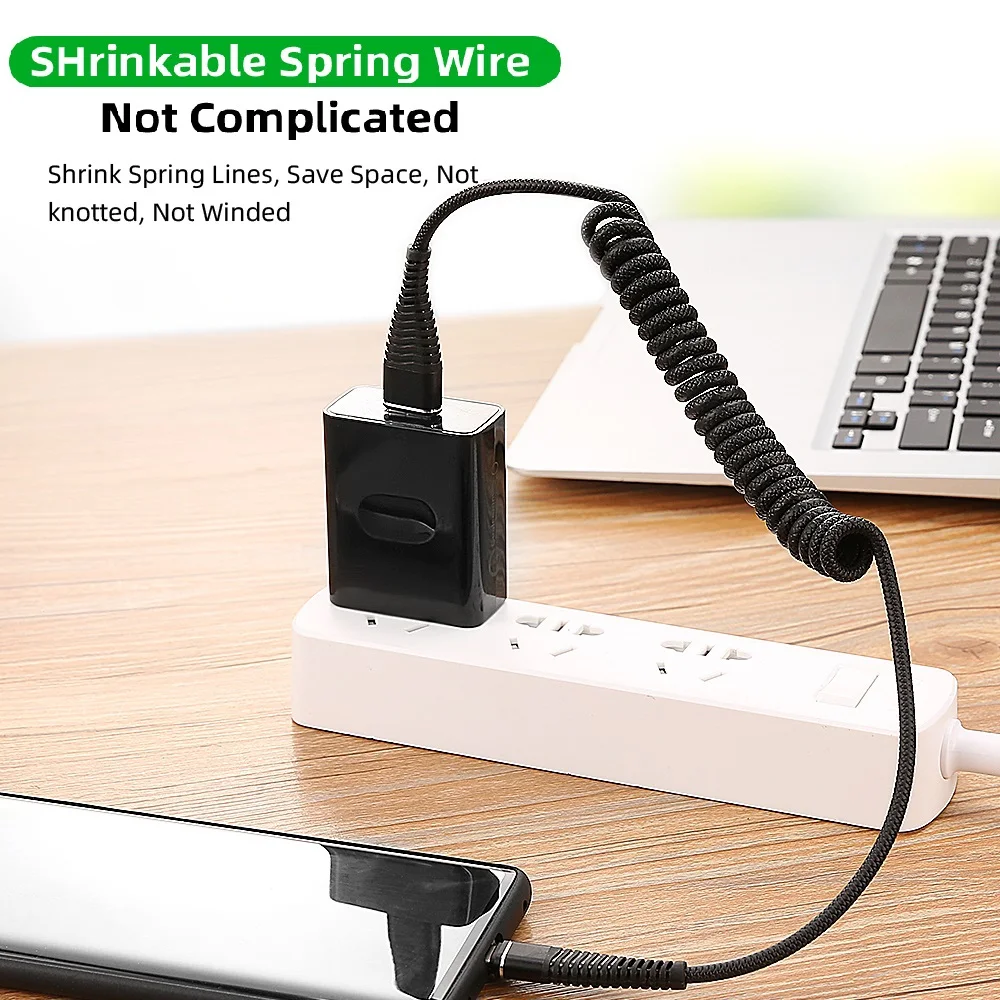 Spring Micro USB Cable Type C Fast Charger For Samsung S8 S9 S7 Edge Car Retractable Data Cord For Huawei P30 lite Redmi note 7 Spring Micro USB Cable Type C Fast Charger For Samsung S8 S9 S7 Edge Car Retractable Data Cord For Huawei P30 lite Redmi note 7