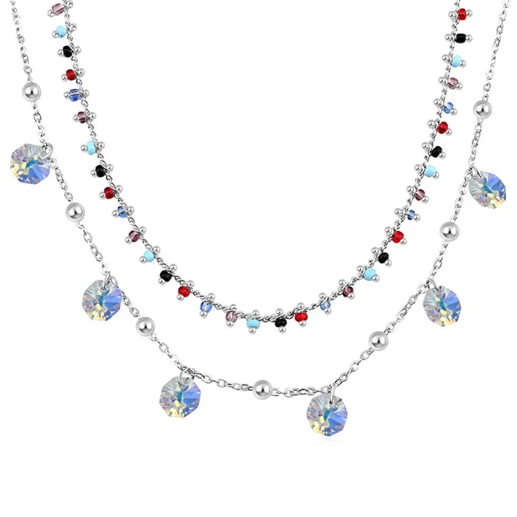 Baffin богемный Бусины и бисер цепи колье Модные украшения нескольких слоев Ожерелья для Для женщин кристаллами от Swarovski - Окраска металла: Crystal AB