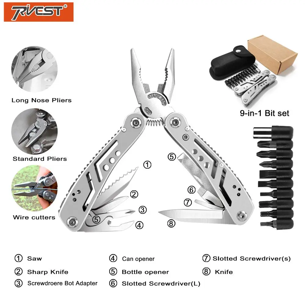 PRIVEST Мультитул складные плоскогубцы Походный нож для выживания многофункциональный инструмент для зачистки проводов обжимной инструмент из нержавеющей стали Мульти плоскогубцы