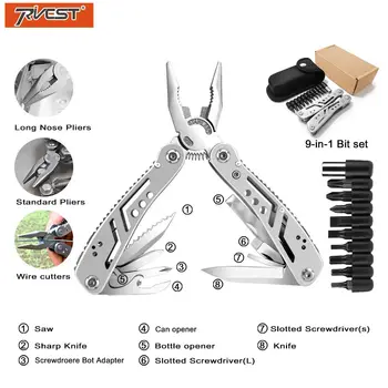

PRIVEST Multitool Folding Pliers Camping Survival Knife Multifunctional Wire Stripper Crimping Tool Stainless Steel Multi Plier