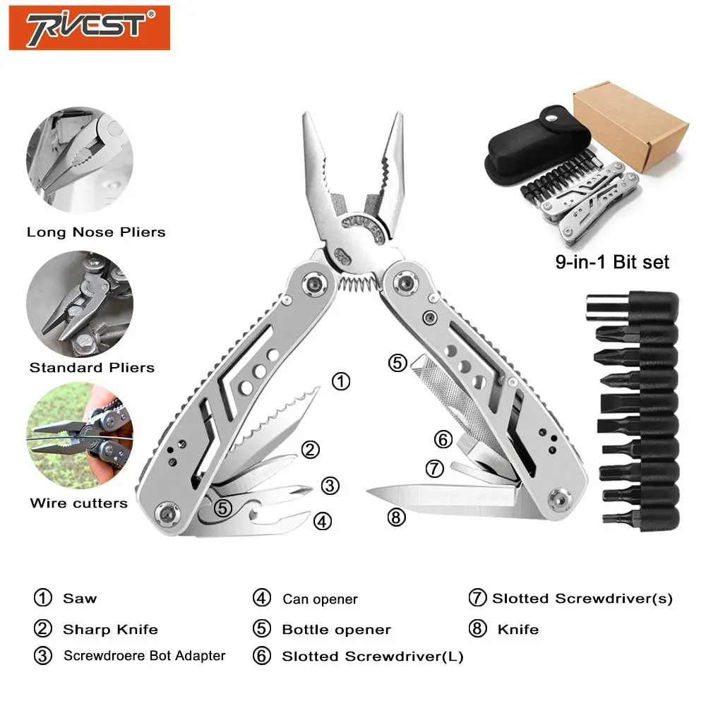 Tanie PRIVEST Multitool składany szczypce nóż survivalowy wielofunkcyjne narzędzie do zdejmowania izolacji narzędzie do zaciskania ze stali nierdzewnej Multi szczypce