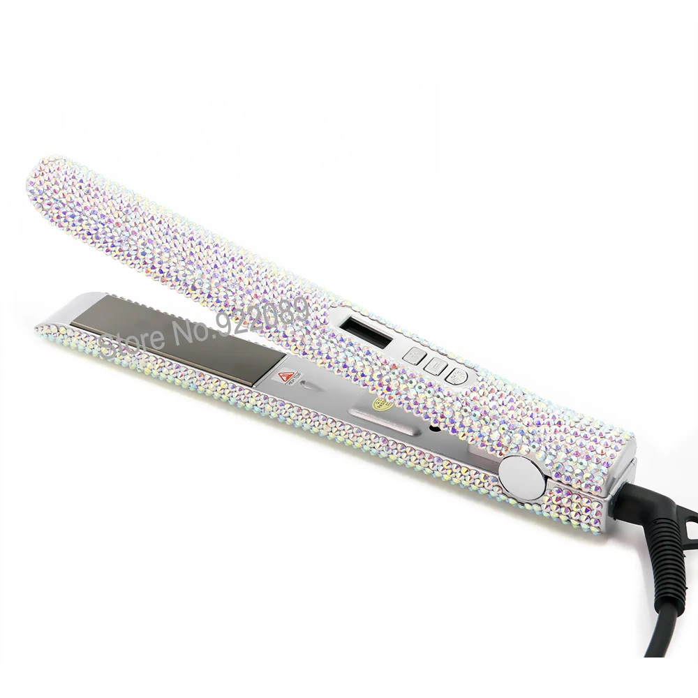 Professional Crystal Hair Flat Iron Titanium Plate Diamond Hair Straightener Crystal Hair Styling Hot Tools with Bling Crystals Professional Crystal Hair Flat Iron Titanium Plate Diamond Hair Straightener Crystal Hair Styling Hot Tools with Bling Crystals