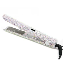 LCD Digital Display Crystal Gems Titanium Flat Iron/Hair Straightener