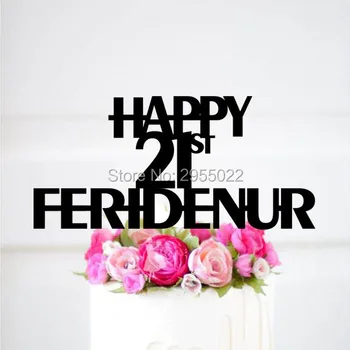 

Personalized Acrylic Happy 21st Cake Topper,Birthday Party Decorations Cake Accessory Supplies