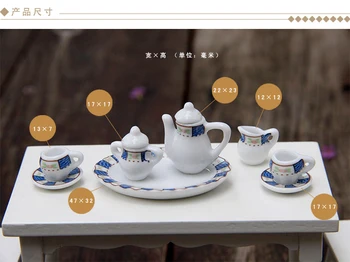

HOT ! Miniatures for terrariums 8pcs Dollhouse Miniature Dining Ware Porcelain Dish/Cup/Plate Tea Set free shipping