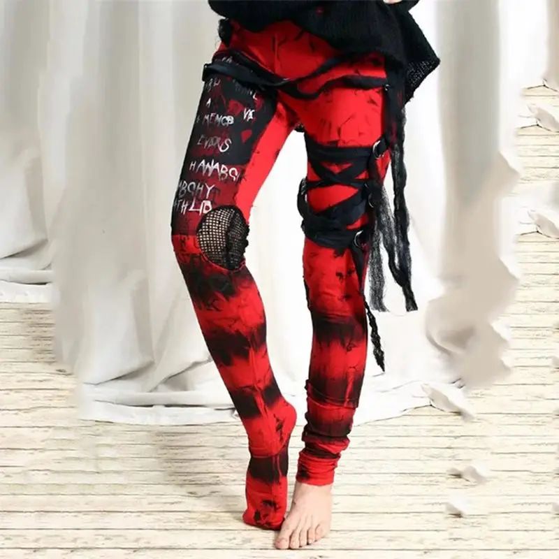 2019 Casual Pants Women Letter Print Mesh Hipster Fall Black Gothic Ripped Pants Punk Lace Up Hip Hop Streetwear Ladies Trousers 2019 Casual Pants Women Letter Print Mesh Hipster Fall Black Gothic Ripped Pants Punk Lace Up Hip Hop Streetwear Ladies Trousers