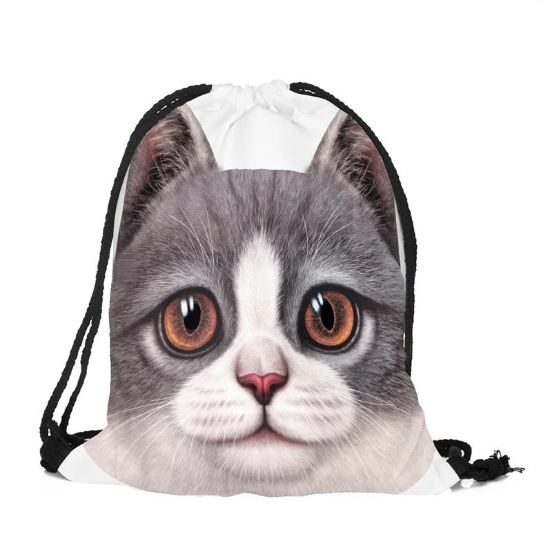20PCS / LOT Women Drawstring Bags 3D Cartoon Cat Printing Travel Backpack Portable Softback Pouch Travel Pouch Wholesale 20PCS / LOT Women Drawstring Bags 3D Cartoon Cat Printing Travel Backpack Portable Softback Pouch Travel Pouch Wholesale