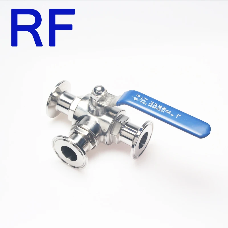 RF 3/" SS304 санитарно нержавеющая сталь 3 Way T порты и разъёмы еда класс PTFE уплотнение шаровой клапан Tri Зажим наконечник для доморощенного дневник