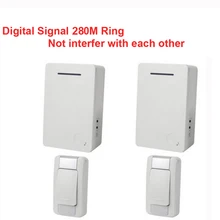D28 2-2 беспроводной дверной звонок наборы w/2 излучатель+ 2 приемника и мощность АА дверной звонок на батарейках Водонепроницаемый перезвон дверной кольцо цифрового сигнала
