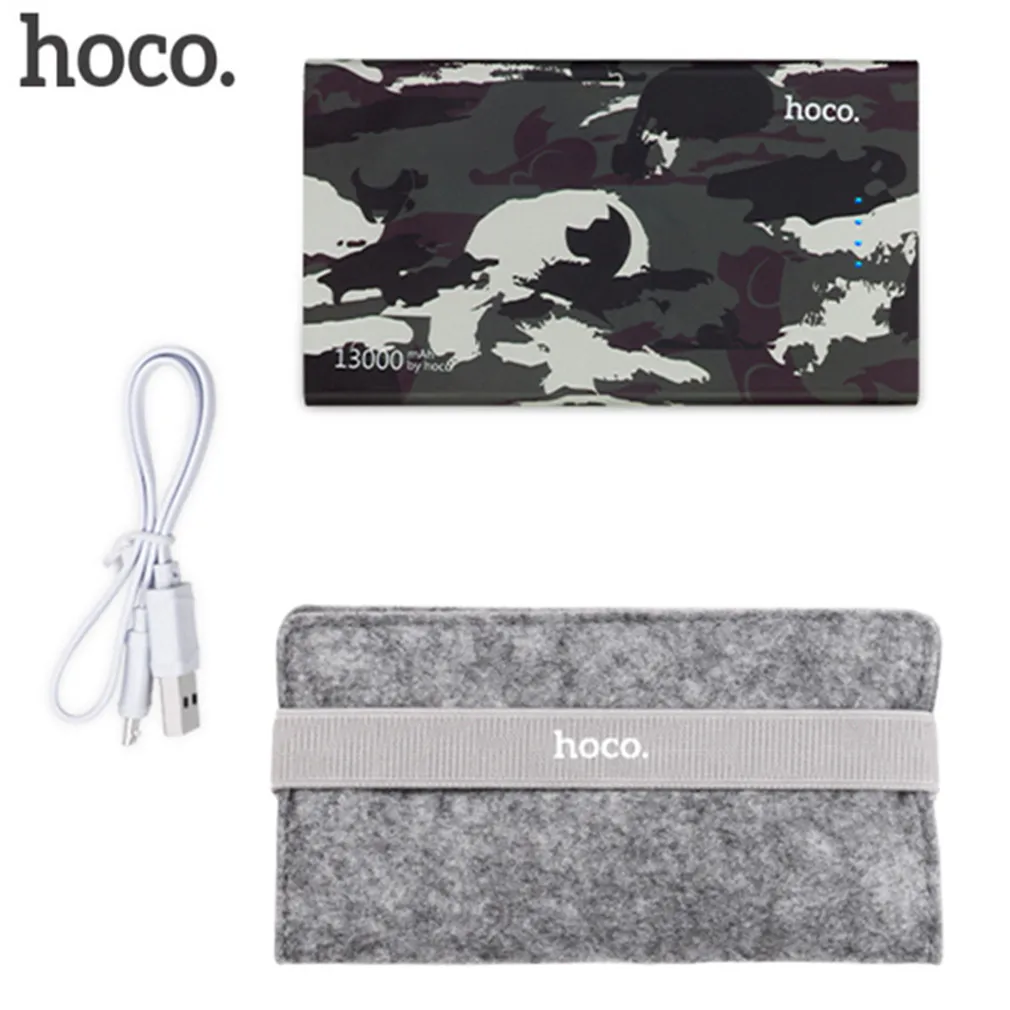 

HOCO 13000mAh Large Battery Camouflage External Battery Power Bank Portable Mobile Phone Powerbank Backup Charger Birthday Gift