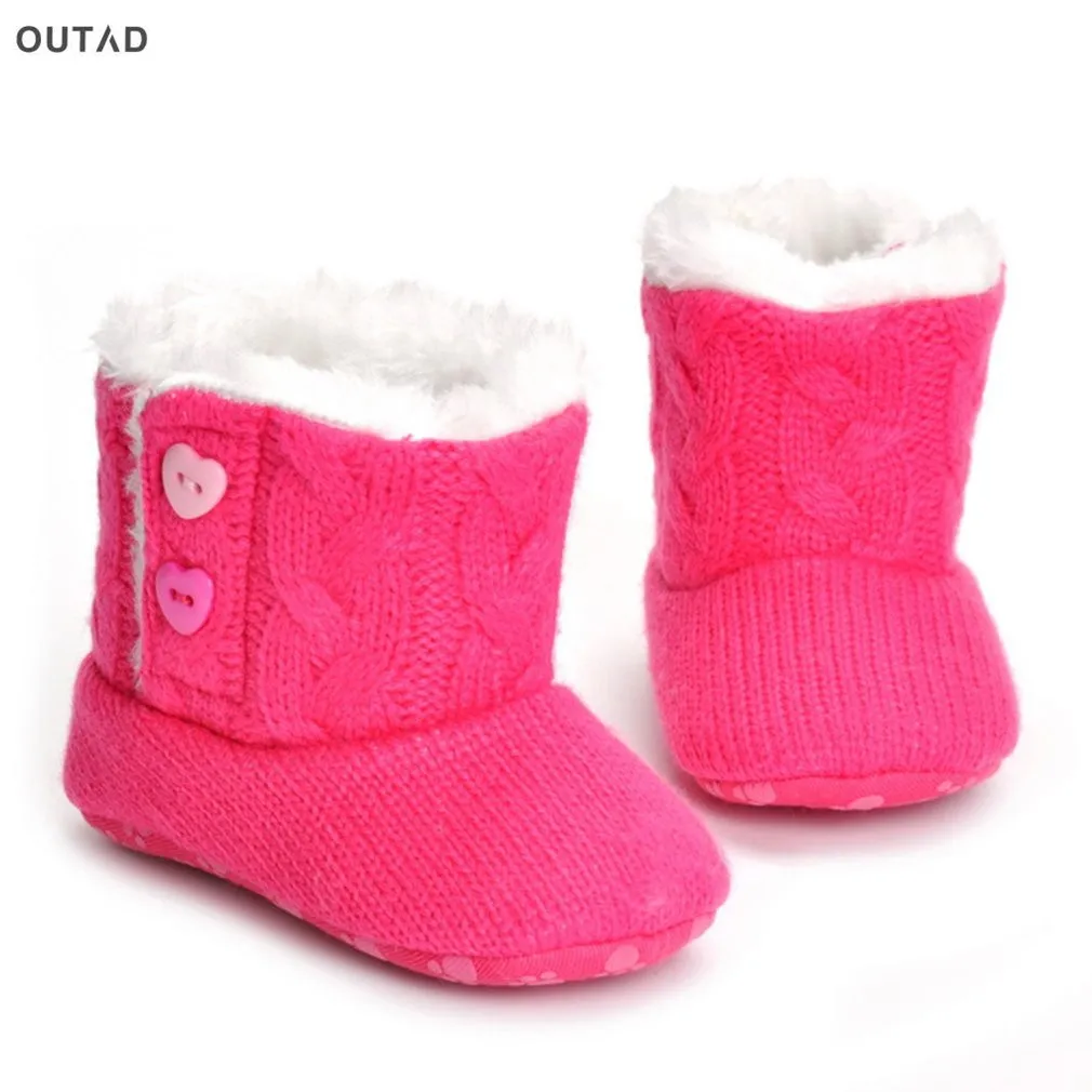 Baby Boots Winter Warm Knitted Baby Girls Snow Boots Shoes Flat With