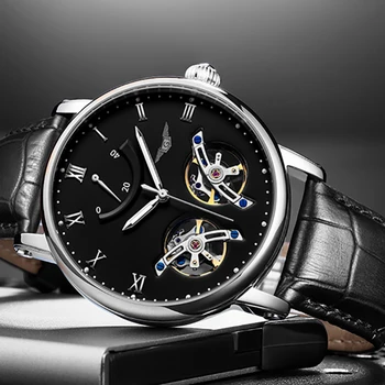 

Double Tourbillon Automatic Watch Men Big Dial Mens Mechanical Watches Top Brand Luxury Clock GUANQIN Wristwatch reloj hombre