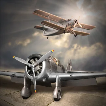 

Laeacco Plane Take Off Land Cloudy Sunshine Airport Sky Child Portrait Photo Backgrounds Photographic Backdrops For Photo Studio