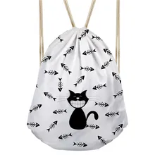 Noisydesigns, животные, черные кошки, головоломка, женский рюкзак на шнурке, карманный, киска, пляжные сумки, рюкзак, женские рюкзаки