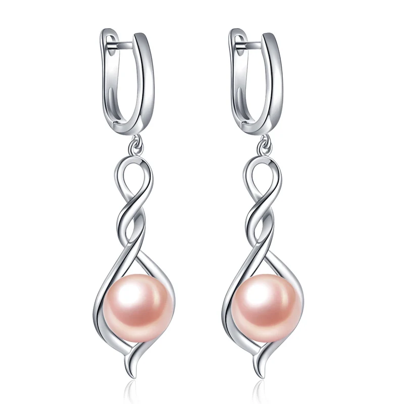 CAA027EB Pearl silver earring pink