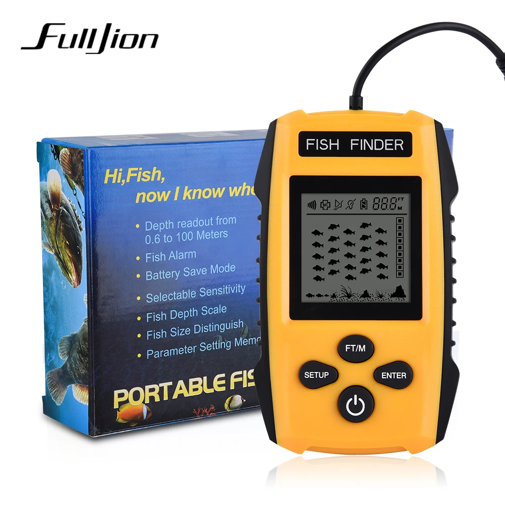

Fulljion 0.6-100M Portable Fish Finders for Fishing Carp Echo Sounder Transducer Sensor Depth Fishing Finder Carton Packaging