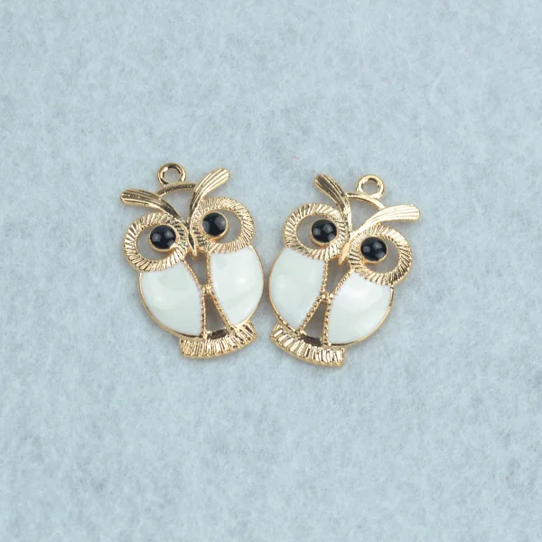 

10 pcs Enamel charms Rose gold owl metal pendants fit Necklace Bracelet charms for Jewelry Making 34*22 mm 1585