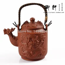 Чайный набор 700 мл Китай Исин большой чайник, чайник-с драконами, чайные наборы ручной работы, китайский кунгфу Чайный набор, настоящий Фиолетовый Глиняный Чайник