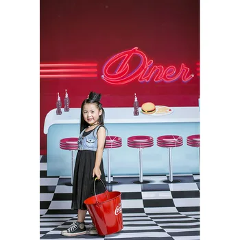 

Vinyl Photography Backdrop Diner Cola Ice Cream Bar Newborn Children Backgrounds for Photo Studio SZ-6