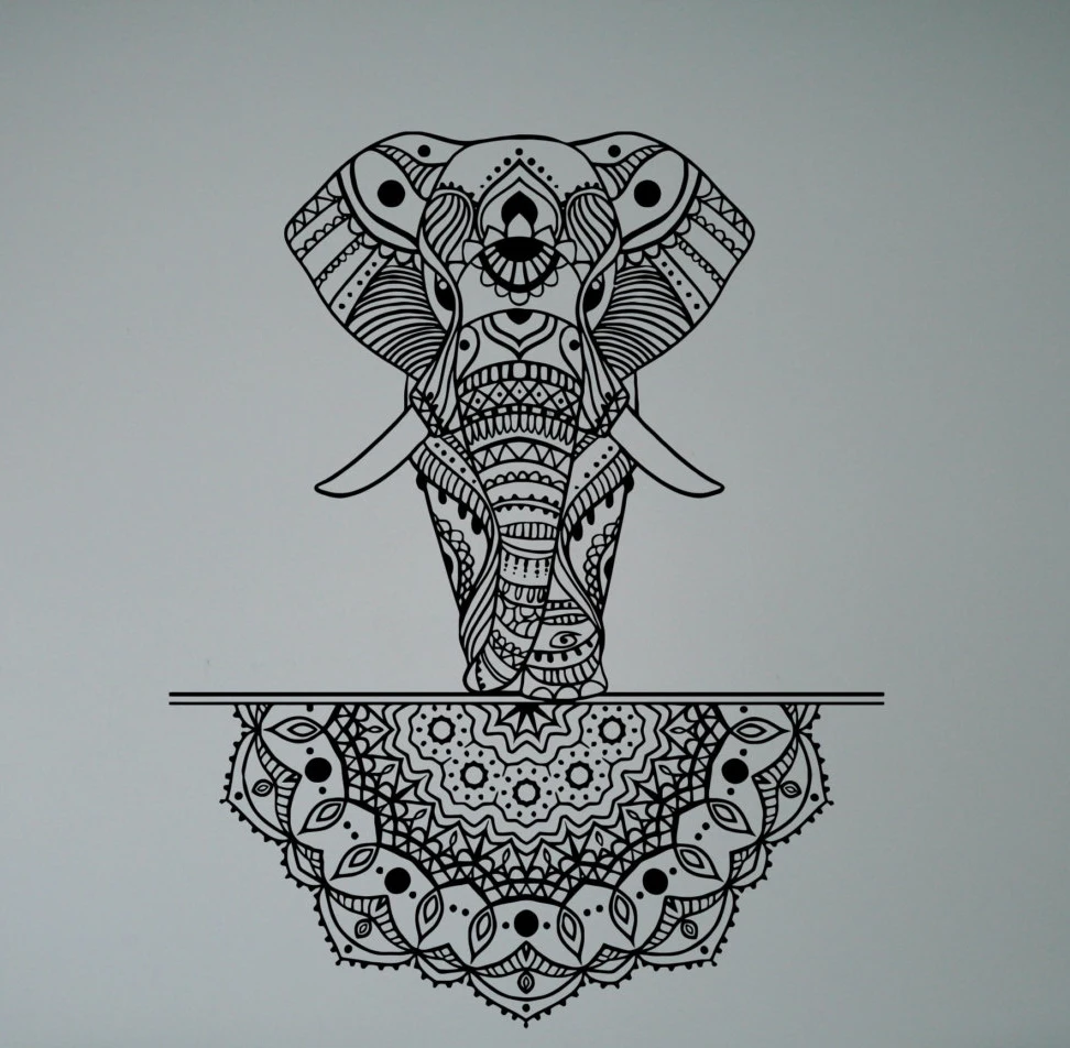 Calcomania De Vinilo De Elefante Indio Con Disenos De Mandala