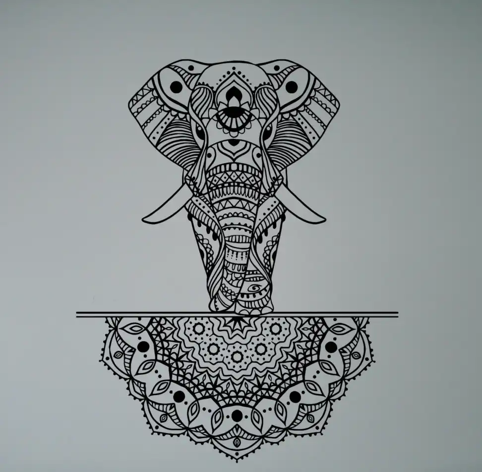 Calcomania De Vinilo De Elefante Indio Con Disenos De Mandala