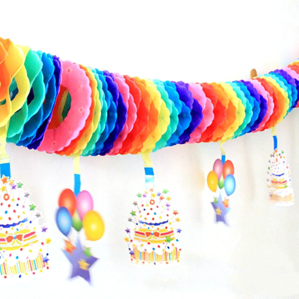 3m Rainbow Flower Garland Tissue Paper Garland Birthday Party Garland