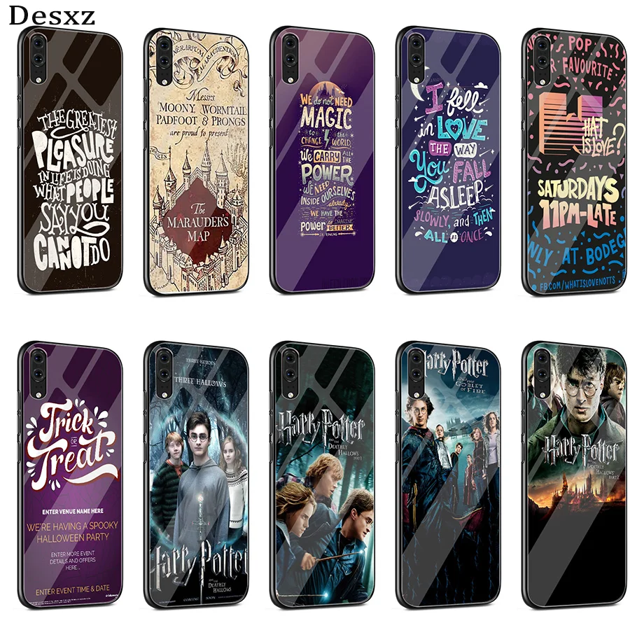 

Gerleek Potter Avada Glass Case For Huawei Mate 10 20 Lite Y6 Y9 Honor 7A 8X 9 10 P10 P20 Pro P Smart Cover TPU