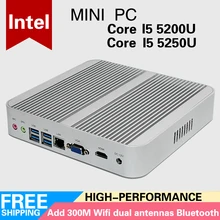 Fanles Mini PC TCore i5 5250U Core i5 5200U HTPC Gigabit Lan Wi-Fi HD bluetooth Дополнительно VGA, HDMI, LAN Windows10 pc бесплатно доставка