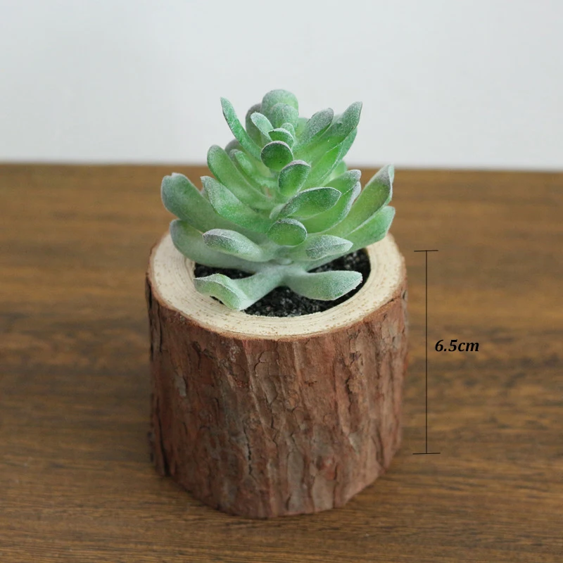 Jarown Artificial Succulent Plants Potted Set Real Wooden Pile Jarown Artificial Succulent Plants Potted Set Real Wooden Pile Flowerpot For Home Decoration Office Tabletop Decor
