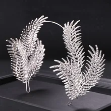 KMVEXO nuevo diseño pluma diadema de cristal grande de la boda Tiara DE LA CORONA DE LA REINA DE NOVIA Tiaras de diamantes de imitación, accesorios para el cabello para la joyería