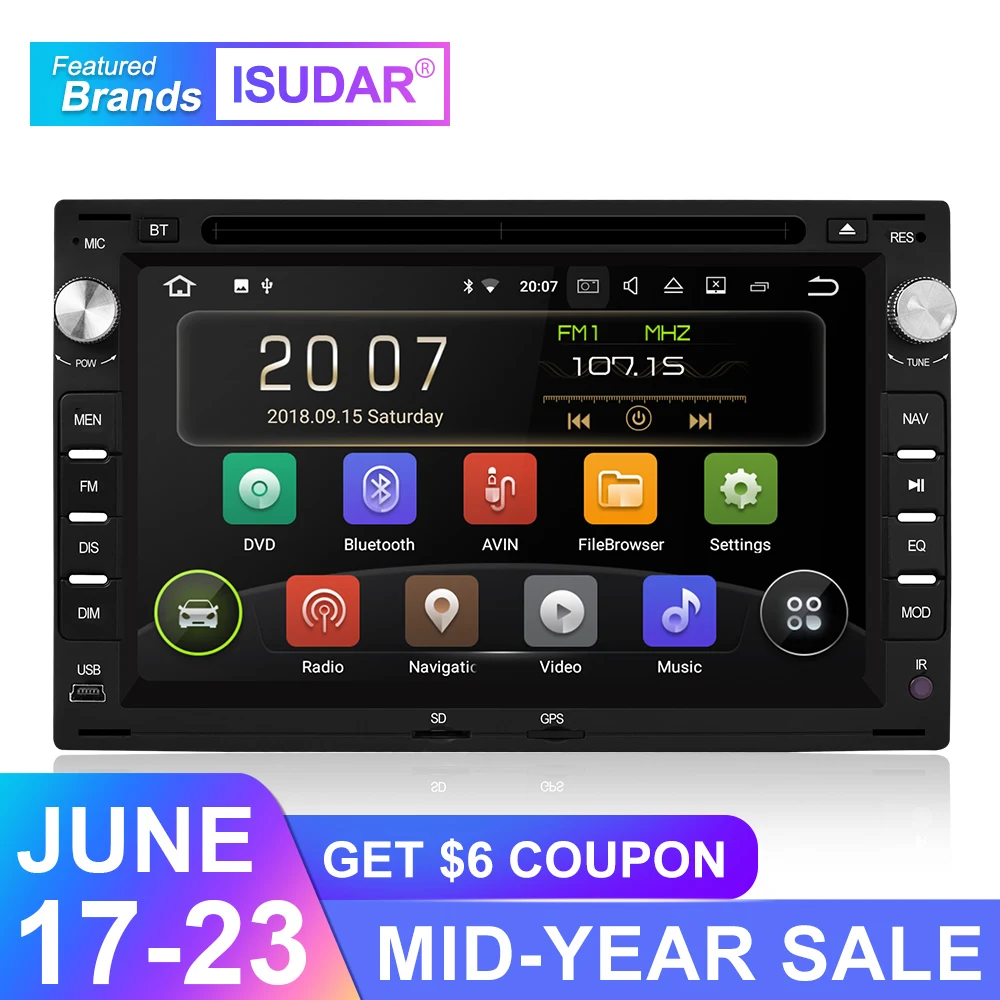Isudar Car Multimedia Player Android 9 Two Din DVD Automotivo For VW/Volkswagen/GOLF/POLO/TRANSPORTER/Passat b5 GPS Radio DSP FM Isudar Car Multimedia Player Android 9 Two Din DVD Automotivo For VW/Volkswagen/GOLF/POLO/TRANSPORTER/Passat b5 GPS Radio DSP FM