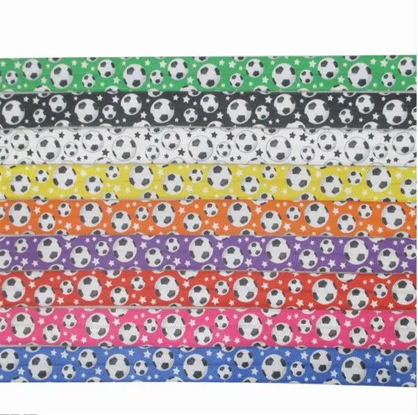 

50Y Free shipping 16mm Elastic Ribbon Football Sports Printed Fold Over Elastic Band Hair Accessories Making