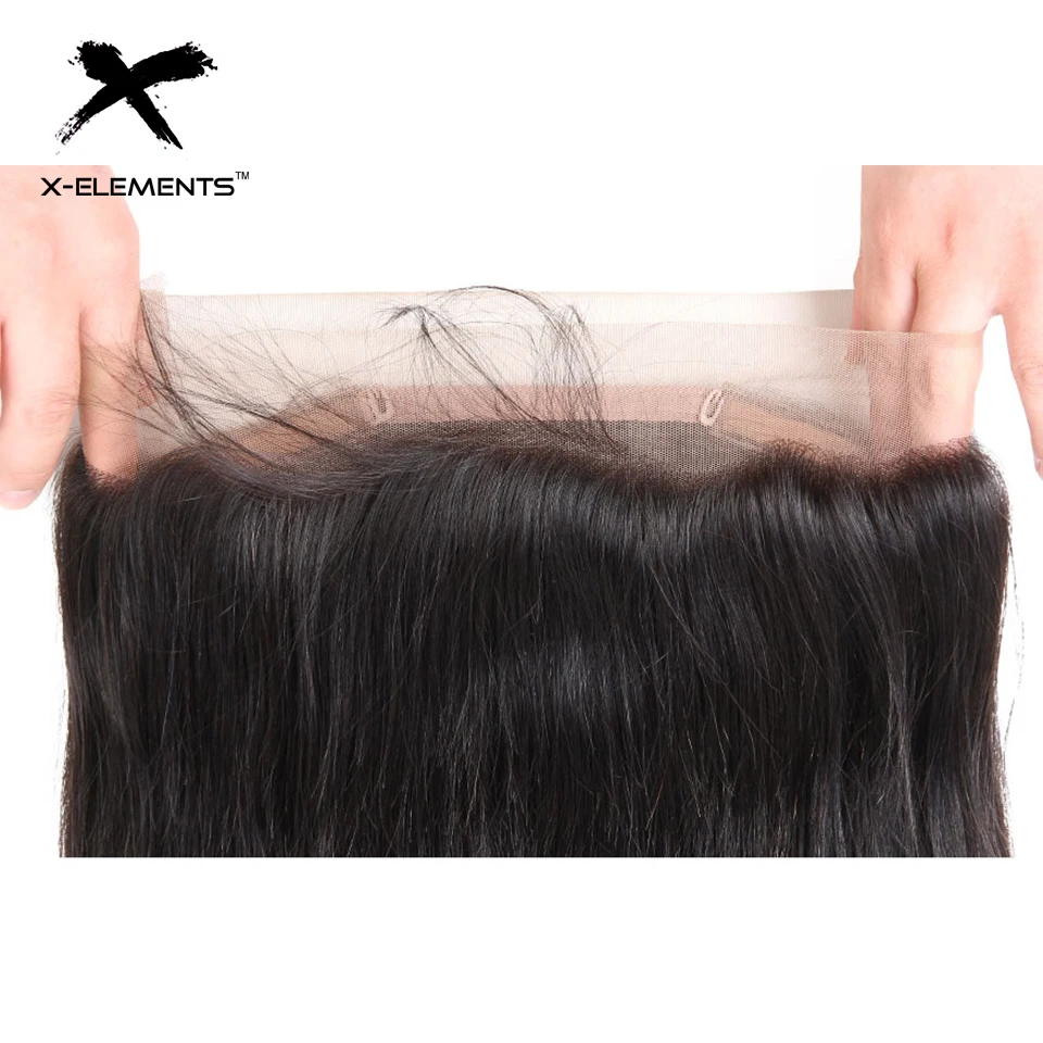 X-Elements 360 Lace Frontal with Bundles Brazilian Straight Human Hair Weave with Lace Frontal Remy Hair Bundles with Frontal (9)