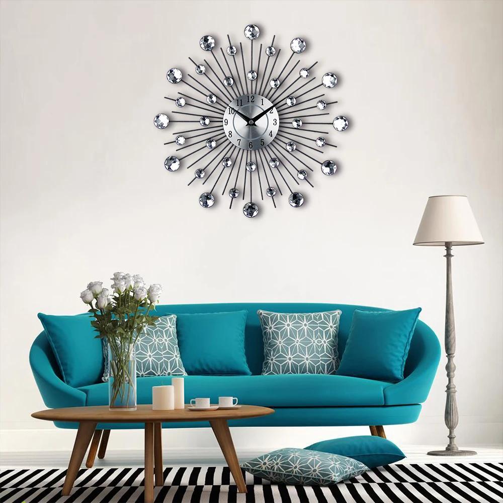 Relojes De Casa Vintage Metal Arte Pared Reloj De Diamantes De